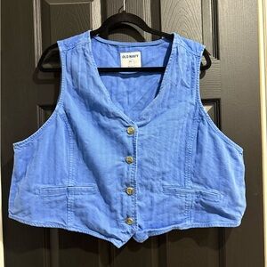 Old Navy Women's Light Blue Button-Down Shirt/Vest